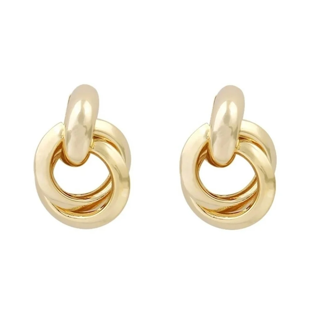 Gold Twisted Earrings - Picture 1 of 4